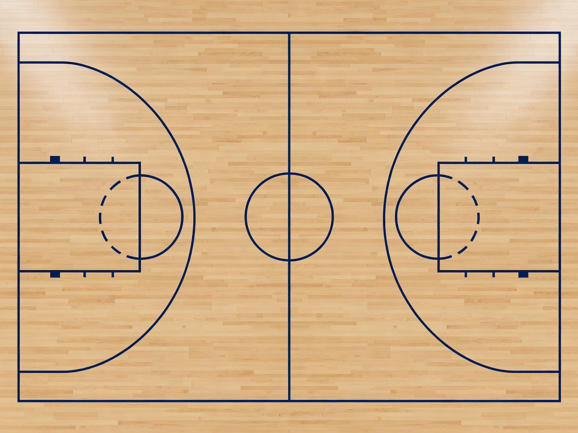 Basketball court lines comparing NBA and FIBA dimensions